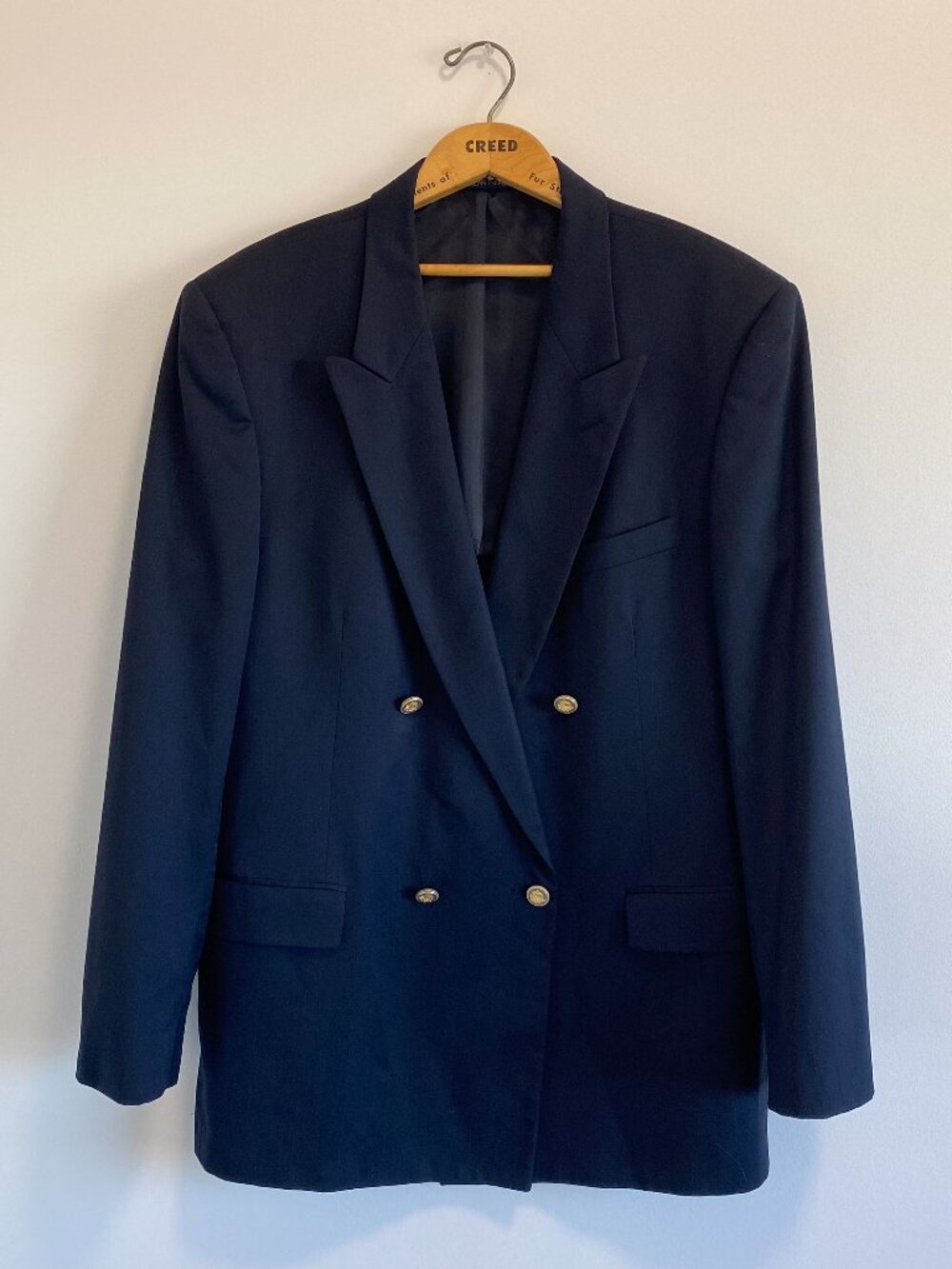 Vintage Black Double-Breasted Wool Blazer / 90s